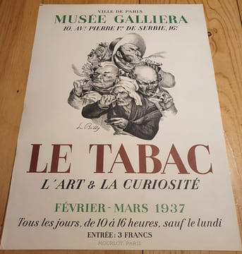  Affiche  lithographiée Mourlot - le tabac - l'art et la curiosité - Musée Galliera 1937. undefined