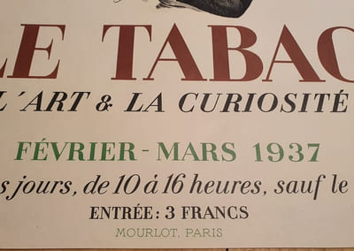  Affiche  lithographiée Mourlot - le tabac - l'art et la curiosité - Musée Galliera 1937