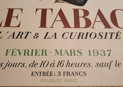  Affiche  lithographiée Mourlot - le tabac - l'art et la curiosité - Musée Galliera 1937. undefined