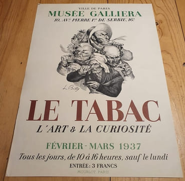  Affiche  lithographiée Mourlot - le tabac - l'art et la curiosité - Musée Galliera 1937. undefined