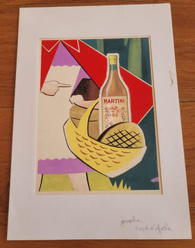 Gouache pour projet d'Affiche Martini. Anonyme
