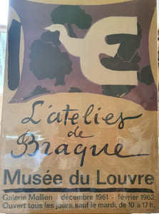  Affiche  lithographiée Mourlot - L'atelier de Georges Braque - Musée du Louvre 1961/1962