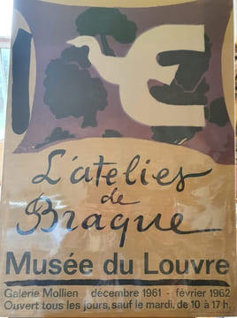 Affiche lithographiée Mourlot - L'atelier de Georges Braque - Musée du Louvre 1961/1962. undefined