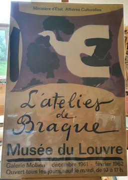 Affiche lithographiée Mourlot - L'atelier de Georges Braque - Musée du Louvre 1961/1962. undefined