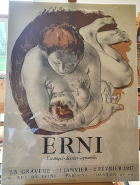 Affiche lithographiée Mourlot - Hans Erni - Galerie La Gravure 1957. undefined