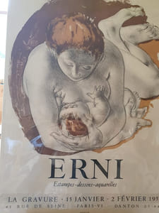  Affiche  lithographiée Mourlot - Hans Erni - Galerie La Gravure 1957