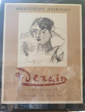 Affiche lithographique André Derain - L'oeuvre gravé - Bibliothèque nationale - 1955. undefined