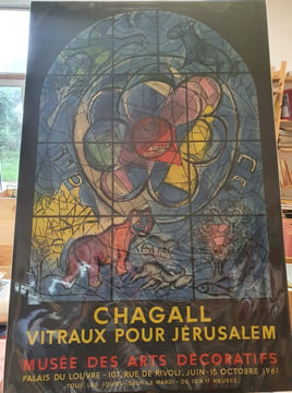 Affiche lithographiée Mourlot - Chagall Vitraux pour Jerusalem 1961. undefined