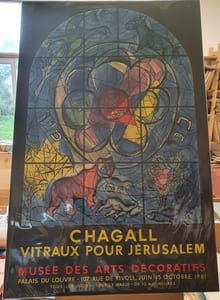  Affiche  lithographiée Mourlot - Chagall Vitraux pour Jerusalem 1961
