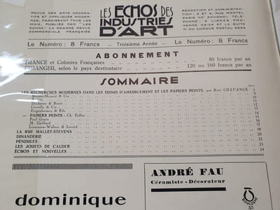 Les échos des industries d'Art N. 25 - Aout 1927