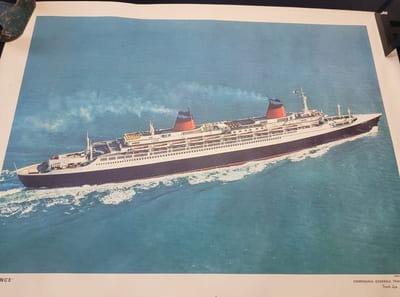 Affiche   S S France Paquebot de la Compagnie Generale transatlantique 