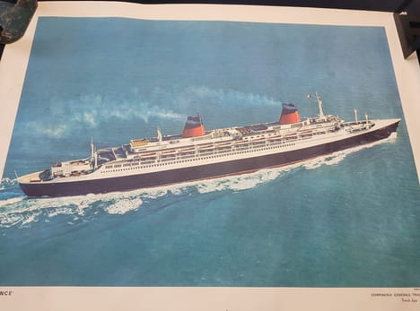 Affiche S S France Paquebot de la Compagnie Generale transatlantique . undefined