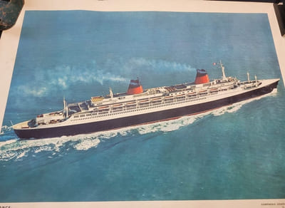 Affiche   S S France Paquebot de la Compagnie Generale transatlantique 