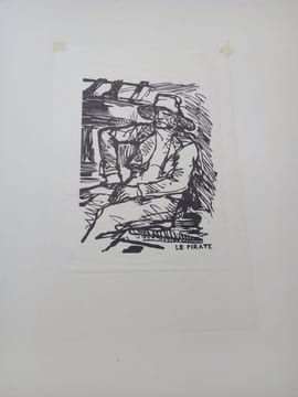 Six bois composés et gravés au canif. Bernard Naudin