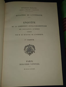 Enquète de la Comission Extra-parlementaire des Associations ouvrières nommées par M. le ministre de l'Intérieur - 2 tomes - complet