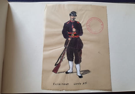 Album de 25 aquarelles originales - Alfred Albert - Costumes des Francs-Tireurs et des Volontaires de 1870. undefined