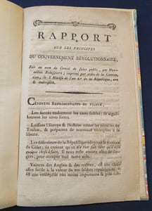 Rapport sur les Principes du Gouvernement révolutionnaire , fait au nom du Comité de Salut Public par Maximilien Robespierre - Imprimé par ordre de la Convention , le 5 Nivose de l'An 2 de la République ( 25 Décembre 1793)