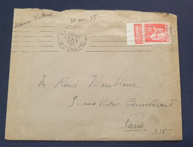 Lettre autographe signée de Maurice Wullens - Novembre 1935