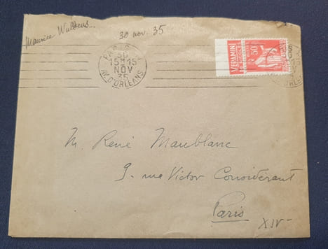 Lettre autographe signée de Maurice Wullens - Novembre 1935. undefined