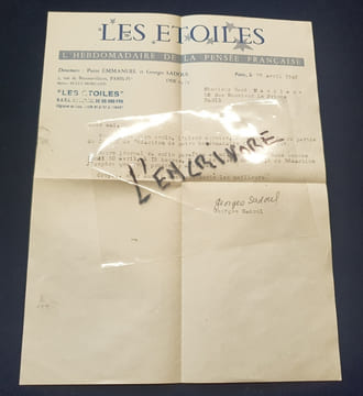 Lettre signée de Georges Sadoul - Avril 1945. undefined
