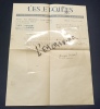 Lettre signée de Georges Sadoul - Avril 1945. 