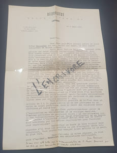 Lettre autographe  signée de Jean Messmer - Revue Littéraire Rencontre Lausanne 1951