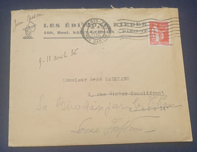 Lettre signée de Jean Cassou - Avril 1936