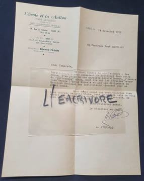 Lettre tapuscrite signée de André Pierrard 1952 - Député du Nord. undefined