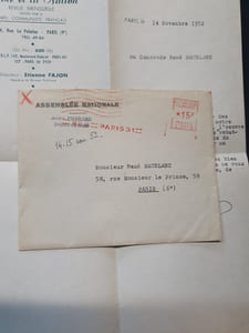 Lettre tapuscrite signée de André Pierrard 1952 - Député du Nord