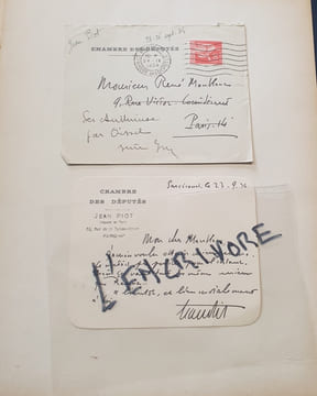 Carte autographe signé de Jean Piot - Septembre 1934. undefined