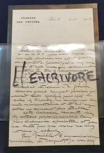 Billet autographe signé de Charles Benoist - 1912