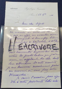 Lettre autographe de Fernand Cremieux - 1910. undefined
