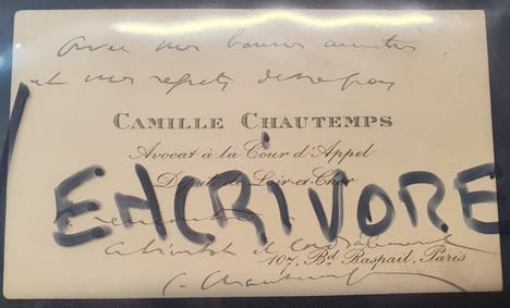 Billet autographe signé Camille Chautemps . undefined