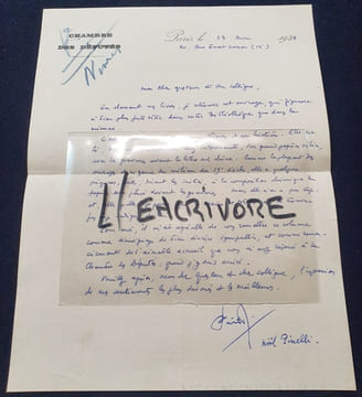 Lettre autographe signée de Noel Pinelli - 1938. undefined