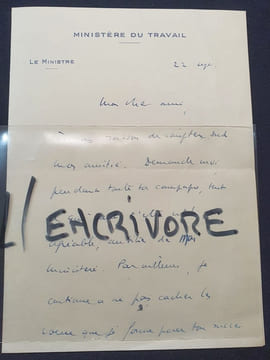 Lettre autographe signée de Charles Pomaret - 1938 ou 1939. undefined