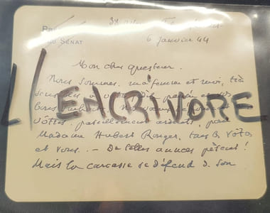 Billet autographe signé Jules Jeanneney - 1944