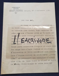 Lettre tapuscrite signée de Frantisek Soukup - 1935 Tchécoslovaquie 