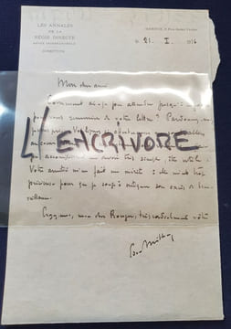 Lettre autographe signée de Edgard Milhaud - 1916. undefined