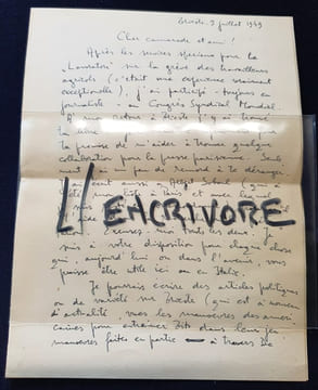 Lettre autographe signée de Mario Pacor - 1949. undefined