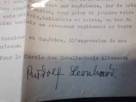 Documents tapuscrits signé de Rudolf Leonhard + enveloppe Février 1946. undefined