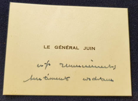 Carte autographe du Général Juin . undefined