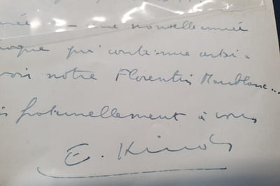 Lettre autographe signée de Edmond Kinds - Janvier 1958