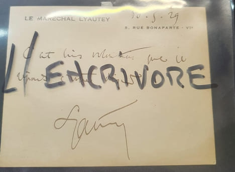 Billet autographe signée du Maréchal Lyautey - 1929. undefined