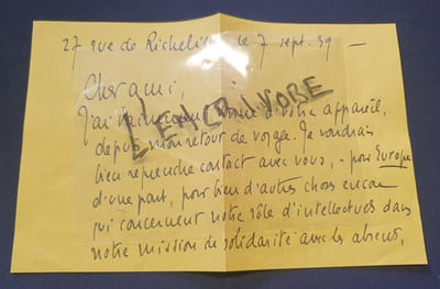 Lettre autographe signée de Jean Richard Bloch - Septembre 1939