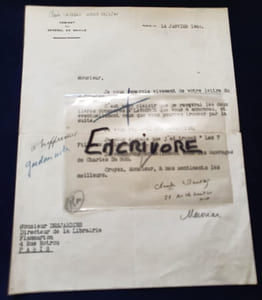 2 lettres tapuscrites signées de Claude Mauriac 