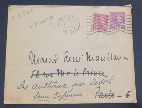 Lettre autographe signée de Jean Richard Bloch - Septembre 1939. undefined