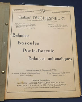 Catalogue Instruments de Pesage Duchesne à Villeurbanne les Lyon. undefined