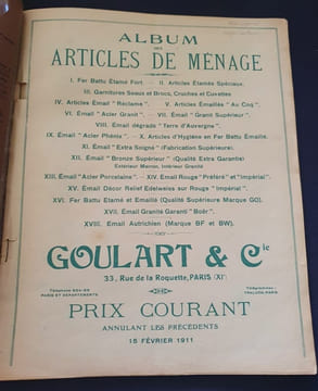 Goulard et Cie - Album des articles de ménage è Fer battu , étamé et émaillé. undefined