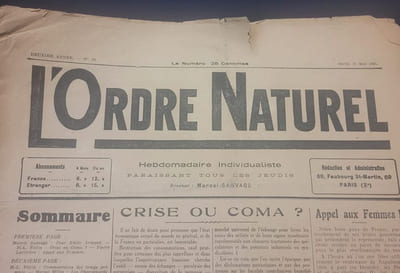 [ Presse Anarchiste ]-  L'Ordre Naturel - Hebdomadaire Individualiste - 3 Numéros - N. 5/11 et 24 de 1921