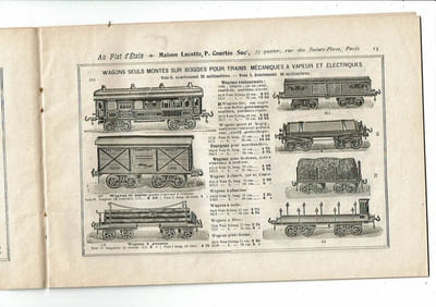 Catalogue Chemins de Fer mécaniques à vapeur et électriques. Accessoires. Autombiles Cuirassés Torpilleurs Paquebot. Au Plat d'Etain